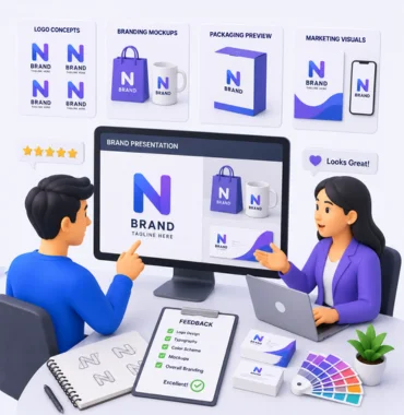 Brand presentation and revisions for logo design and branding services