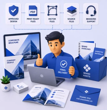 Final corporate branding delivery and print support