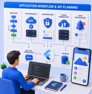 Flutter app workflow API integration planning