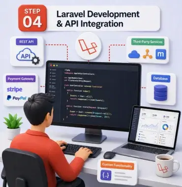 Laravel development coding API integration backend system
