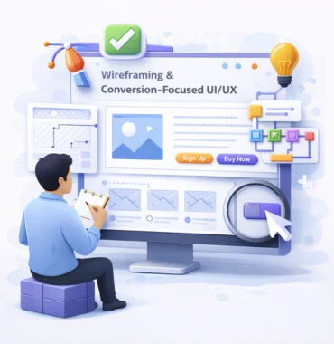 Landing page wireframe and UI UX design for conversions