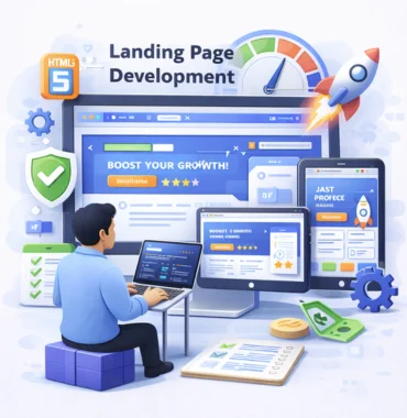 Landing page development responsive design and fast loading performance
