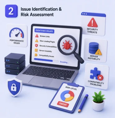 Website issue identification bug fixing server risk analysis