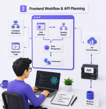 React.js frontend workflow API planning