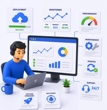 Web application deployment monitoring maintenance support